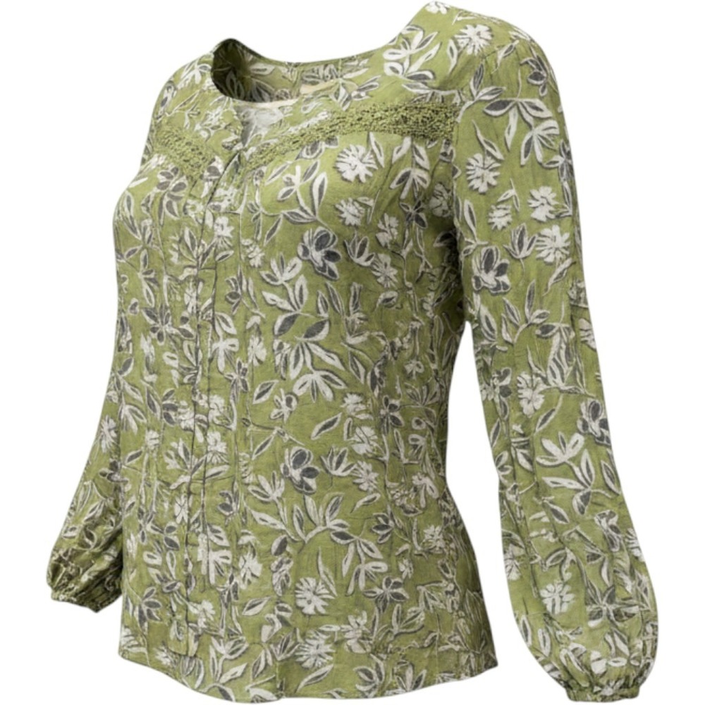 Hope & Harlow Woman Green Floral Long Sleeve Blouse‎